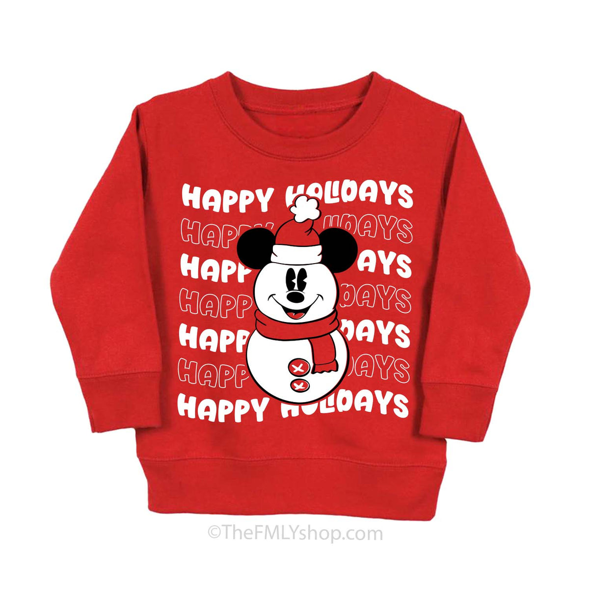 *RTS, Youth S, Happy Holidays Mickey Snowman Sweatshirt, Kids Size