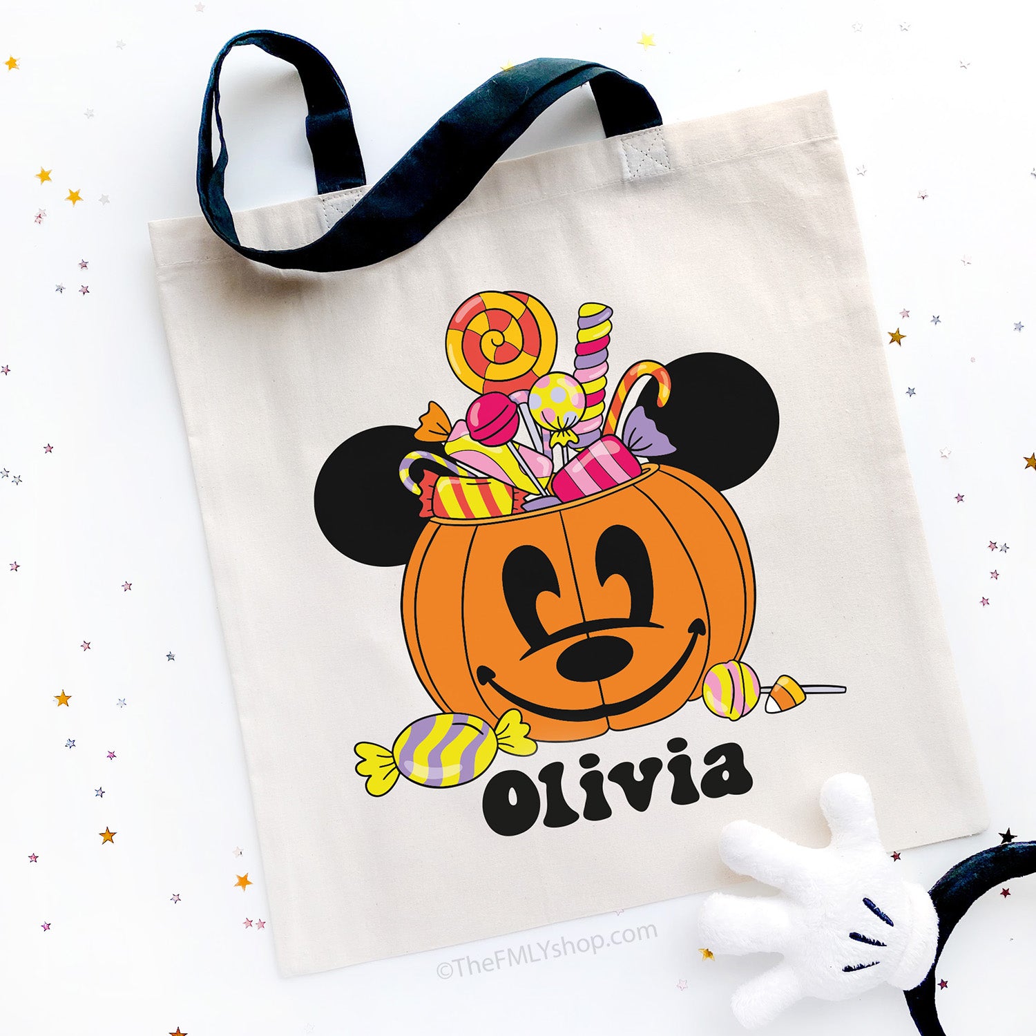 Halloween Print Personalized Halloween Canvas Tote Bag- 14 x 10