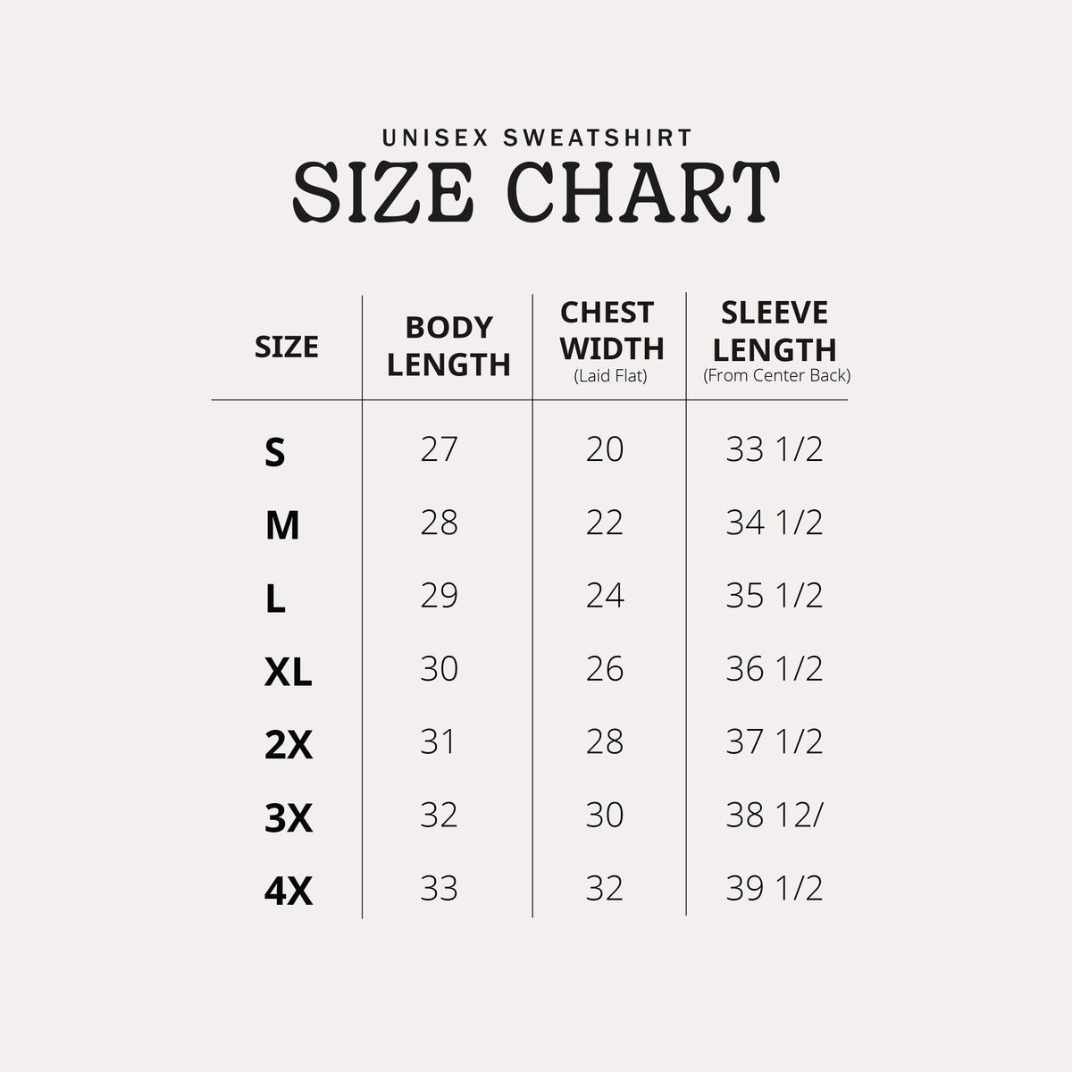size-chart-unisex-sweatshirt