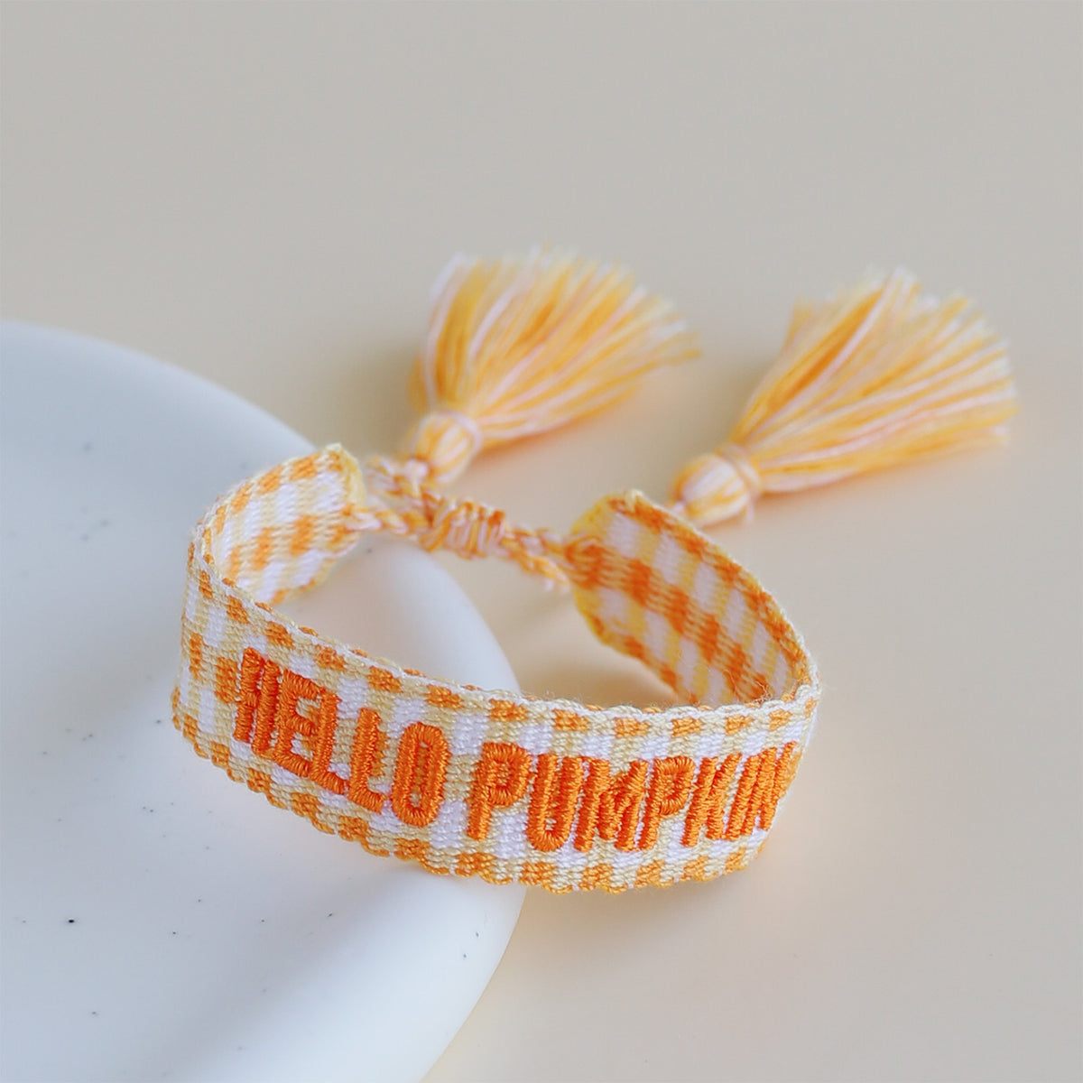 Bracelet Embroidered with Tassels with the inscription Hello Pumpkin