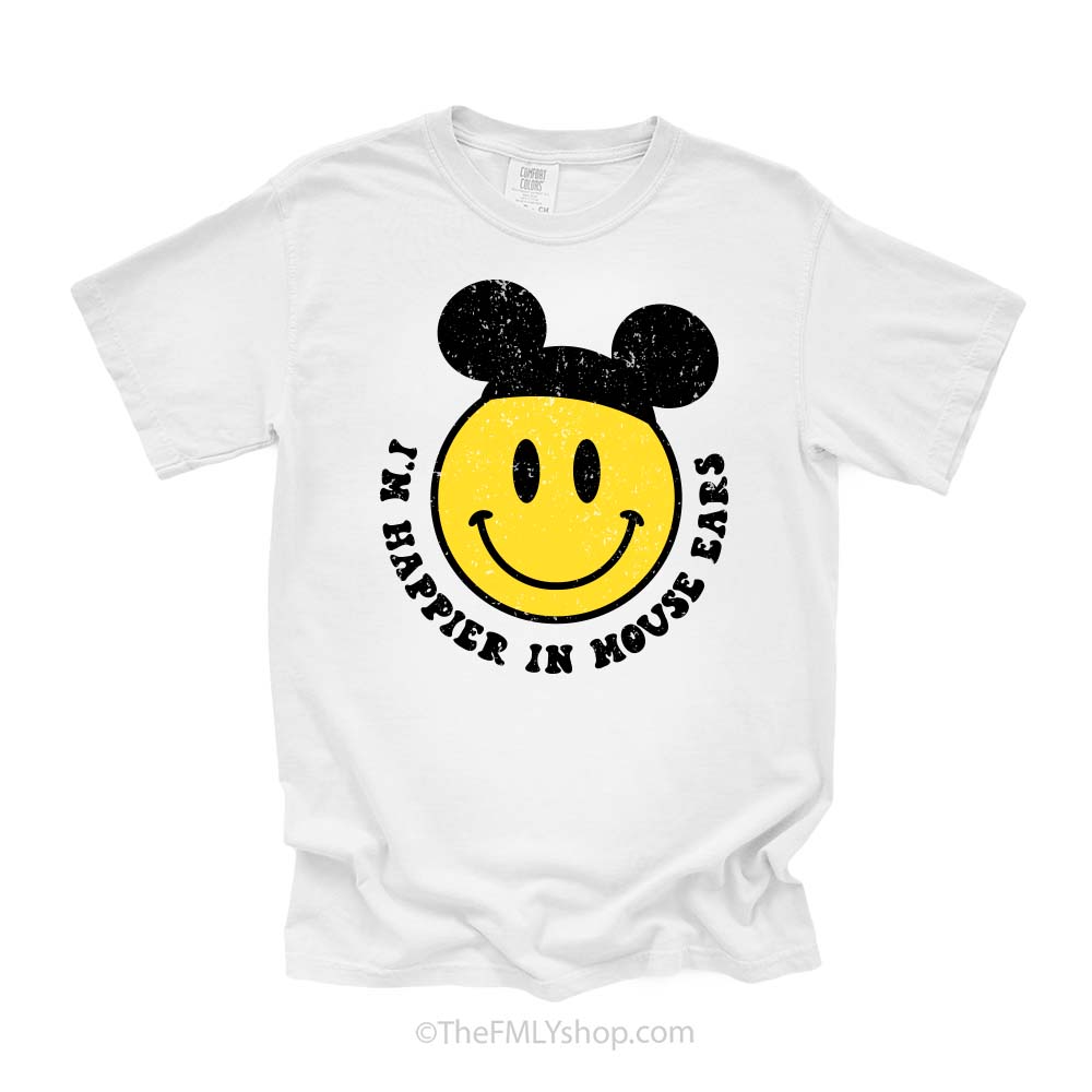 I'm Happier in Mouse Ears Smiley Face Tee