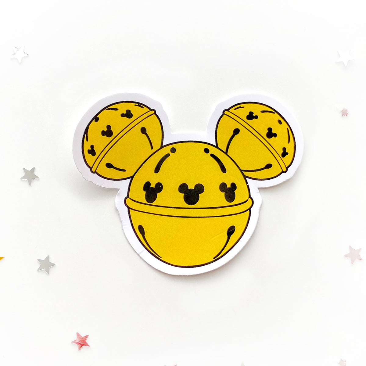 Mickey Yellow Jingle Bell Sticker